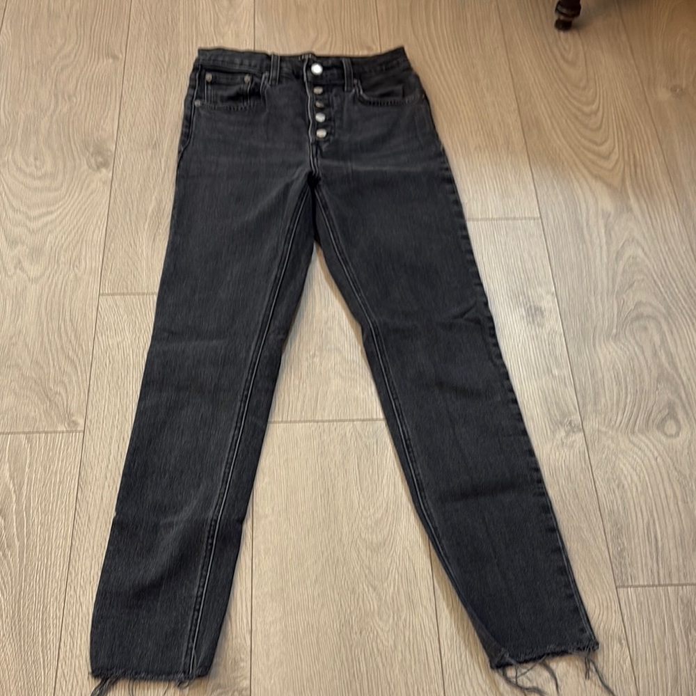 Denim Forum Black Straight Leg Jeans Modern Vintage Style